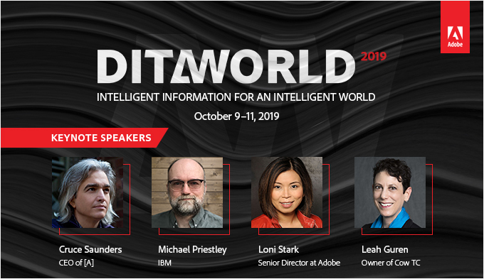 Keynote Speakers for Adobe DITAWORLD 2019 Announced